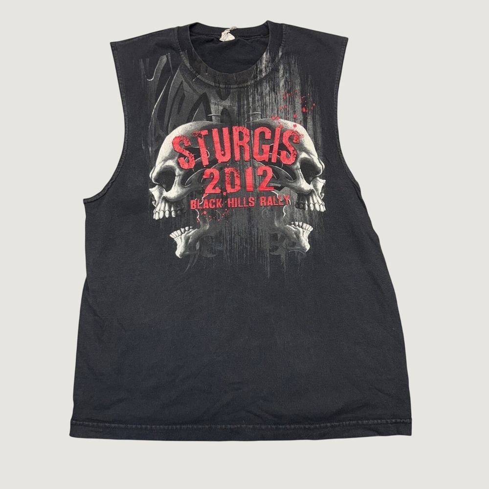 Y2K VTG Mens Muscle Tee Biker Graphic T-shirt Skull Moto Grunge‎ Punk Harley 90s